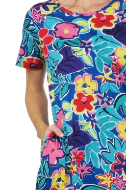 La Cera™ Short Sleeve Cotton Knit Short Dress