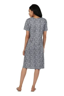 La Cera™ Short Sleeve Cotton Knit Floral A-Line Dress