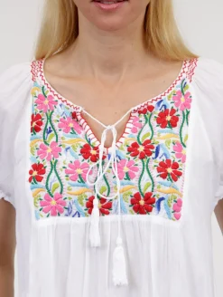 La Cera™ Short Sleeve Embroidered Peasant Chemise