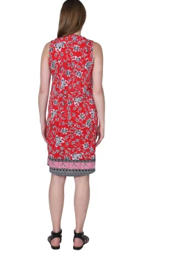 La Cera™ Sleeveless Dress With Border Print
