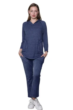 La Cera™ Soft & Supple 2-Piece Hooded Knit Sweatpants Set