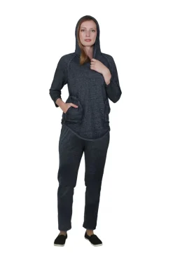 La Cera™ Soft & Supple 2-Piece Hooded Knit Sweatpants Set