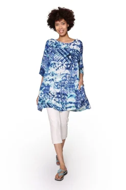 La Cera™ Tiered Batik Print Swing Top - Plus Size