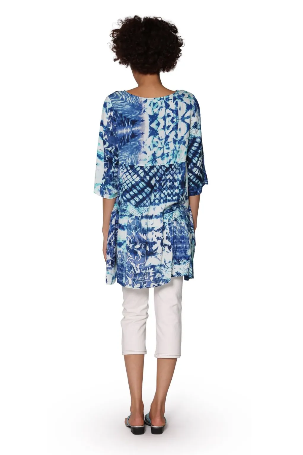 La Cera™ Tiered Batik Print Swing Top - Plus Size