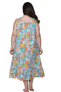 La Cera™ Vibrant Print Sweetheart Neck Gown With Pockets - Plus Size