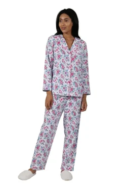 La Cera™ Vintage Floral Flannel Pajama Set