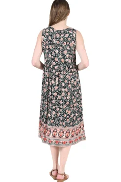 La Cera™ V-Neckline Empire Waist Border Print Dress - Plus Size