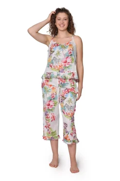 La Cera™ White Tropical Cotton Pajamas
